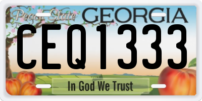GA license plate CEQ1333