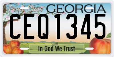 GA license plate CEQ1345