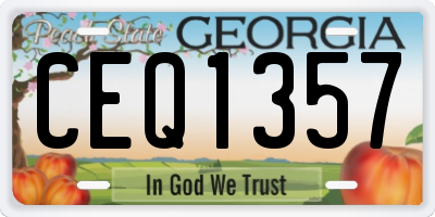 GA license plate CEQ1357