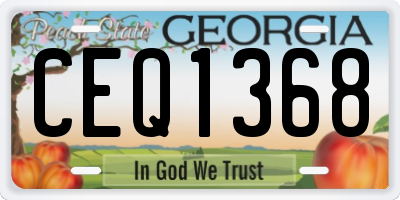 GA license plate CEQ1368