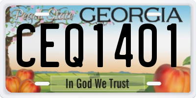 GA license plate CEQ1401