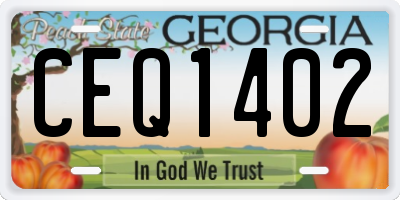 GA license plate CEQ1402