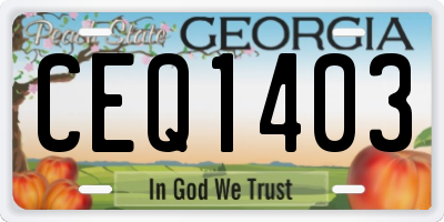 GA license plate CEQ1403