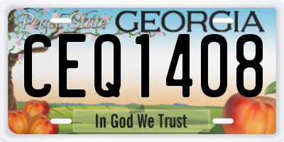 GA license plate CEQ1408