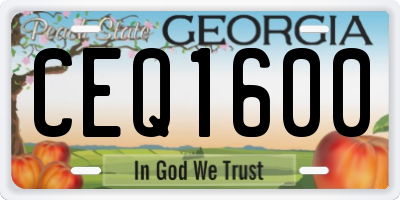 GA license plate CEQ1600