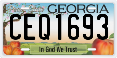 GA license plate CEQ1693