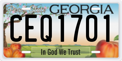 GA license plate CEQ1701