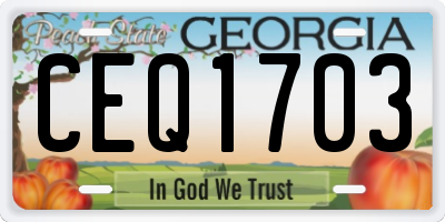 GA license plate CEQ1703