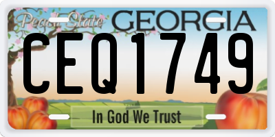 GA license plate CEQ1749