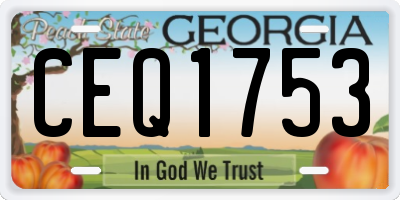 GA license plate CEQ1753