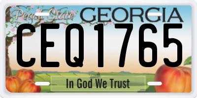 GA license plate CEQ1765