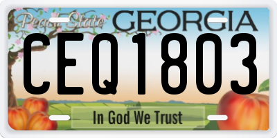 GA license plate CEQ1803