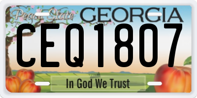 GA license plate CEQ1807