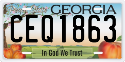 GA license plate CEQ1863