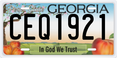 GA license plate CEQ1921