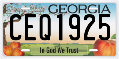 GA license plate CEQ1925