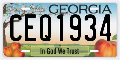 GA license plate CEQ1934