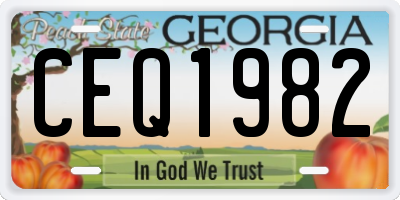 GA license plate CEQ1982