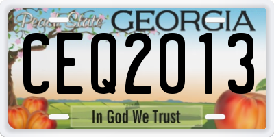 GA license plate CEQ2013