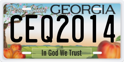 GA license plate CEQ2014