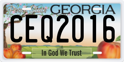 GA license plate CEQ2016
