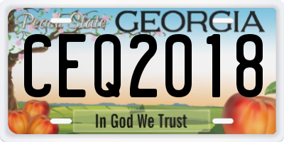 GA license plate CEQ2018