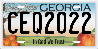 GA license plate CEQ2022