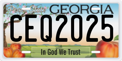 GA license plate CEQ2025