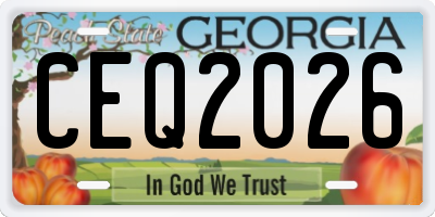GA license plate CEQ2026