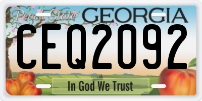 GA license plate CEQ2092