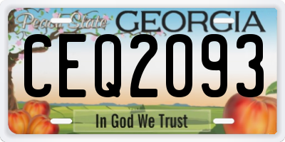 GA license plate CEQ2093