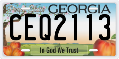GA license plate CEQ2113