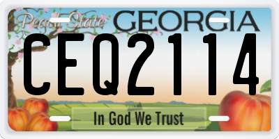 GA license plate CEQ2114