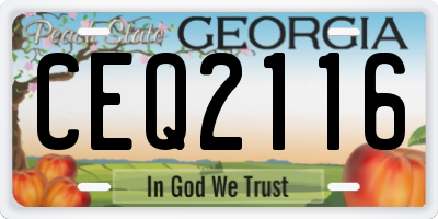 GA license plate CEQ2116