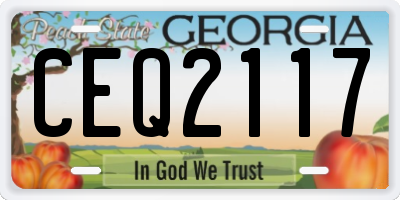 GA license plate CEQ2117