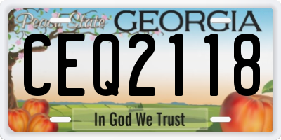 GA license plate CEQ2118