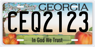 GA license plate CEQ2123