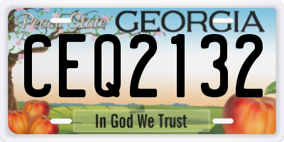 GA license plate CEQ2132