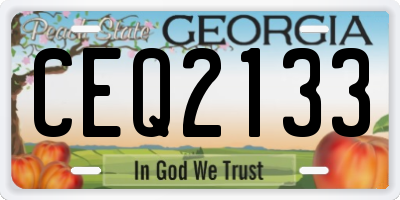 GA license plate CEQ2133