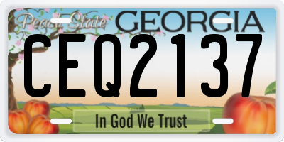 GA license plate CEQ2137