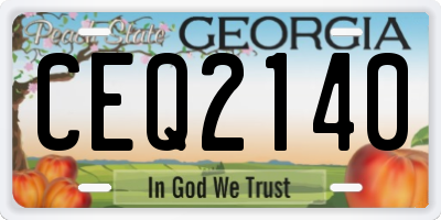 GA license plate CEQ2140