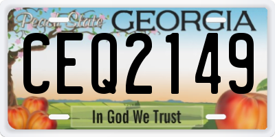 GA license plate CEQ2149