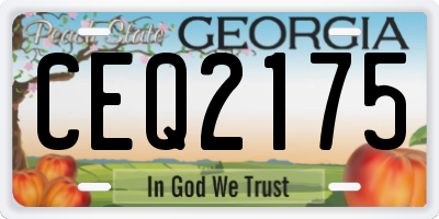 GA license plate CEQ2175