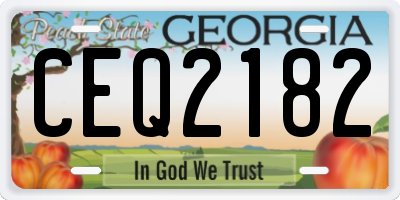 GA license plate CEQ2182