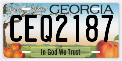 GA license plate CEQ2187