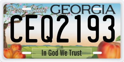 GA license plate CEQ2193