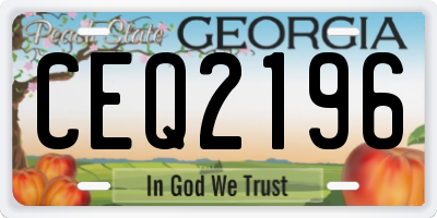 GA license plate CEQ2196