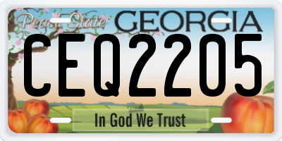 GA license plate CEQ2205