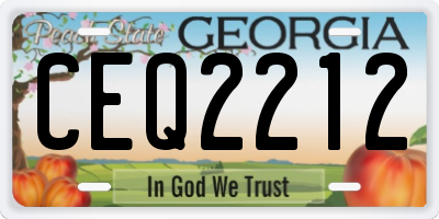 GA license plate CEQ2212