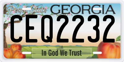 GA license plate CEQ2232